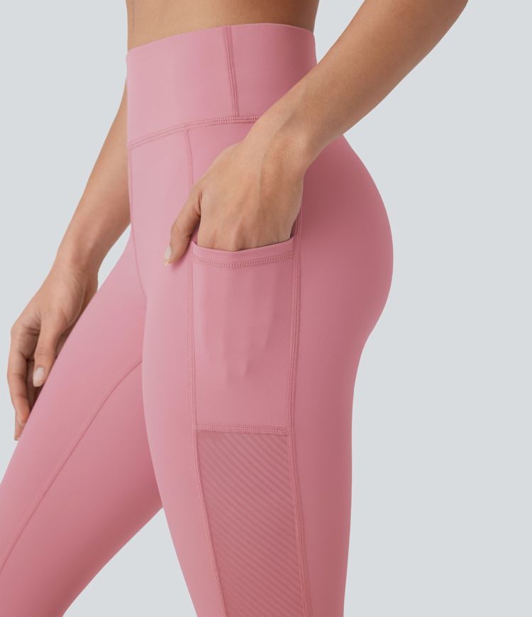 SoftlyZero™ Plush High Waisted Pocket Contrast Mesh 7/8 Yoga Leggings