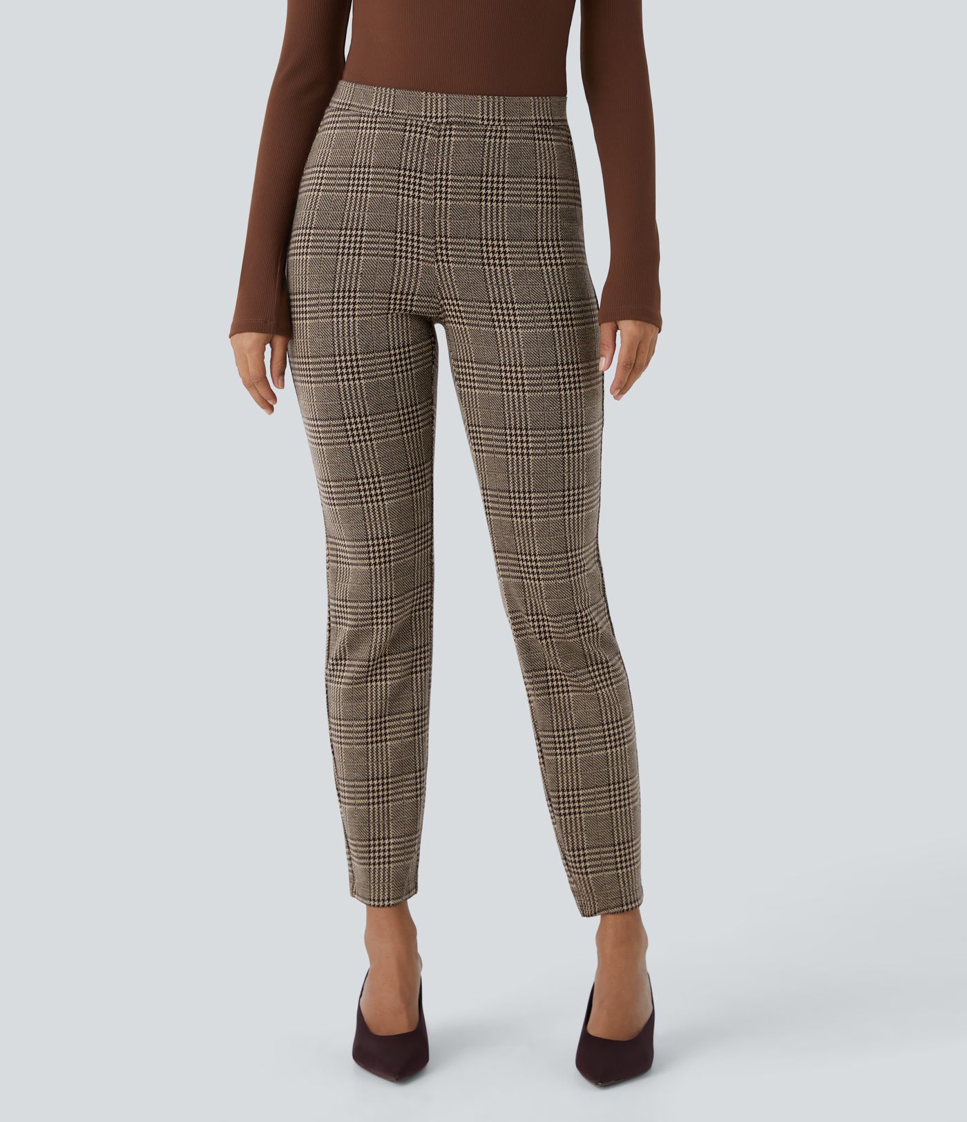Halara Flex™ High Waisted Pocket Houndstooth Plaid Skinny Work Pants