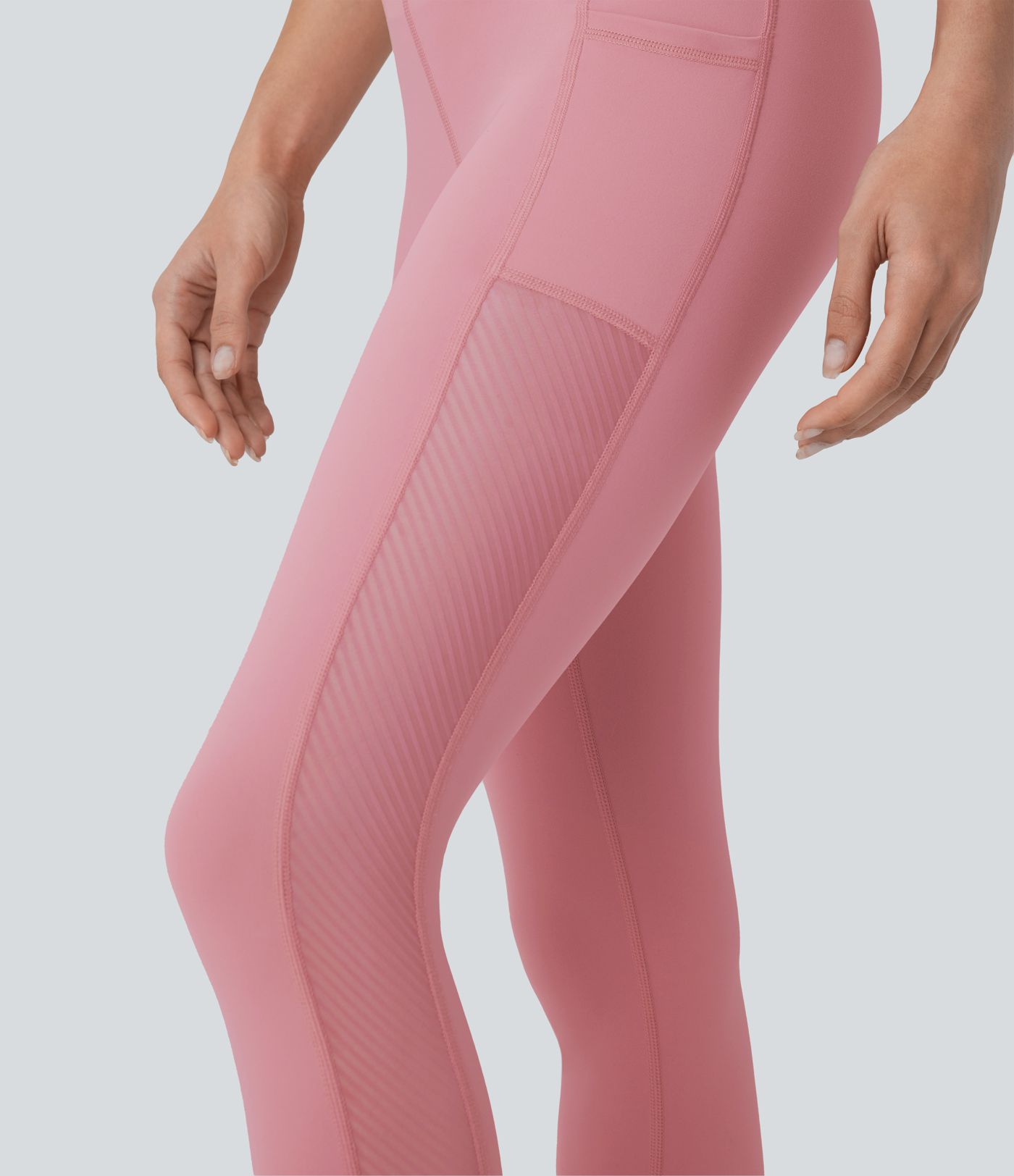 Softlyzero™ 7/8-Plush-Yoga-Leggings mit hohem Bund, Seitentaschen und Kontrastnetz