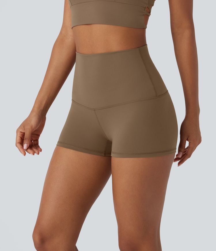 Pantalón corto  yoga ciclista tiro alto plegado 6.3cm