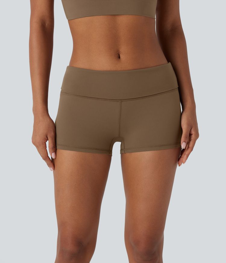 Pantalón corto  yoga ciclista tiro alto plegado 6.3cm