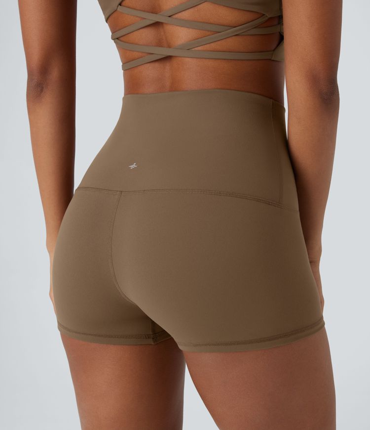 Pantalón corto  yoga ciclista tiro alto plegado 6.3cm