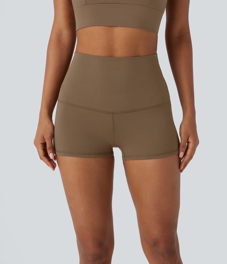 Pantalón corto  yoga ciclista tiro alto plegado 6.3cm