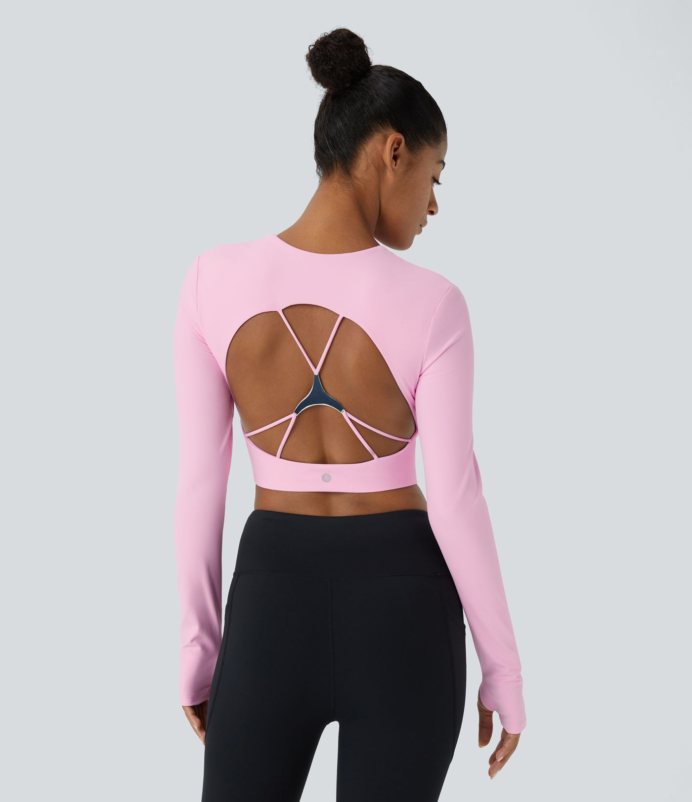 SoftlyZero™ Plush Square Neck Long Sleeve Thumb Hole Cropped Yoga Sports Top