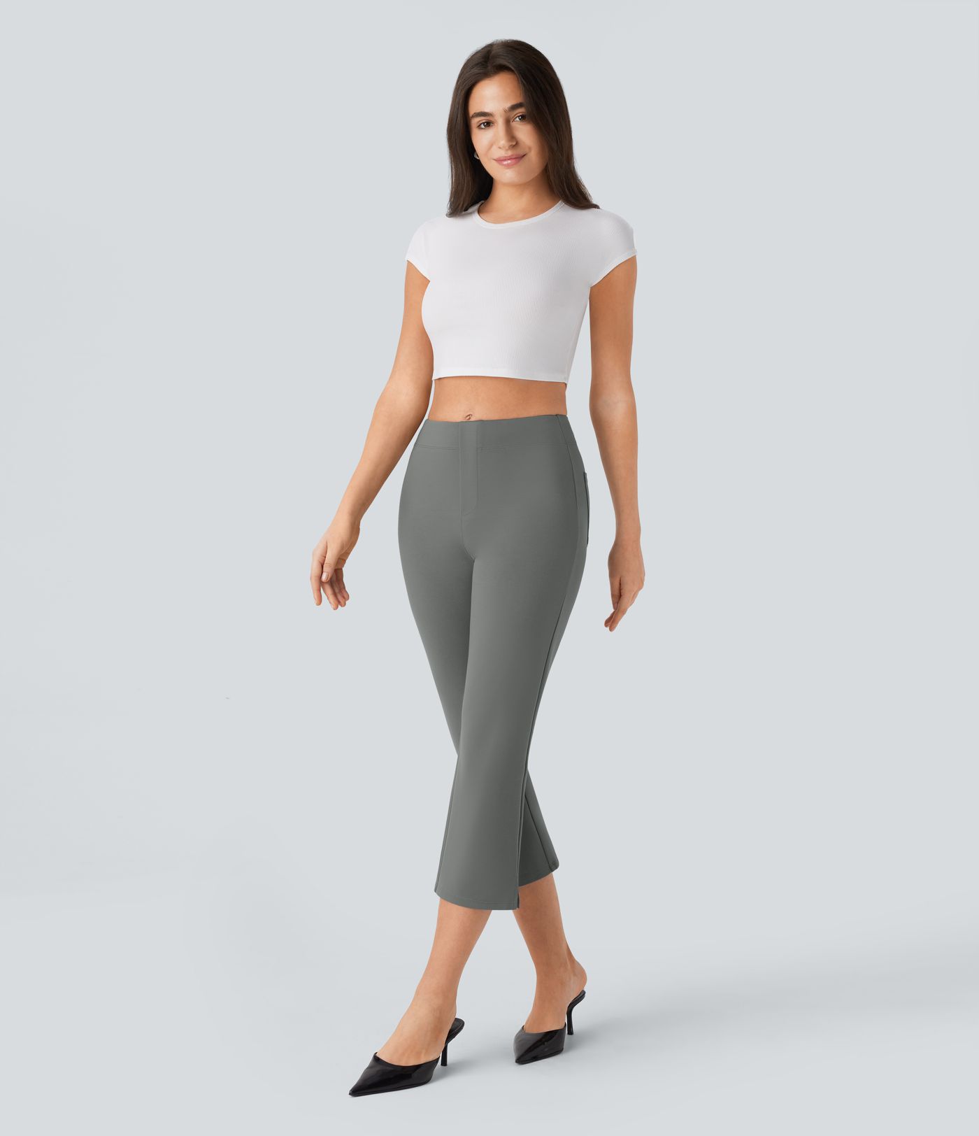Pantalon tailleur capri taille moyenne Halara Flex™ SculptKnit avec poches
