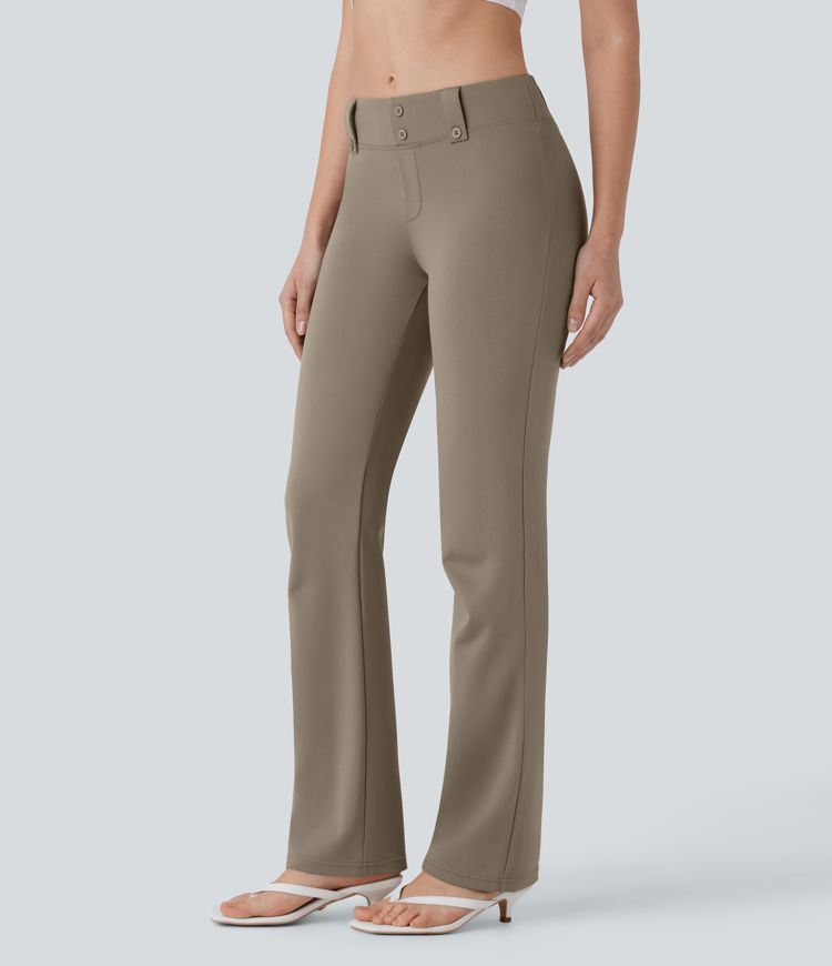 Pantalon décontracté taille basse avec boutons décoratifs
