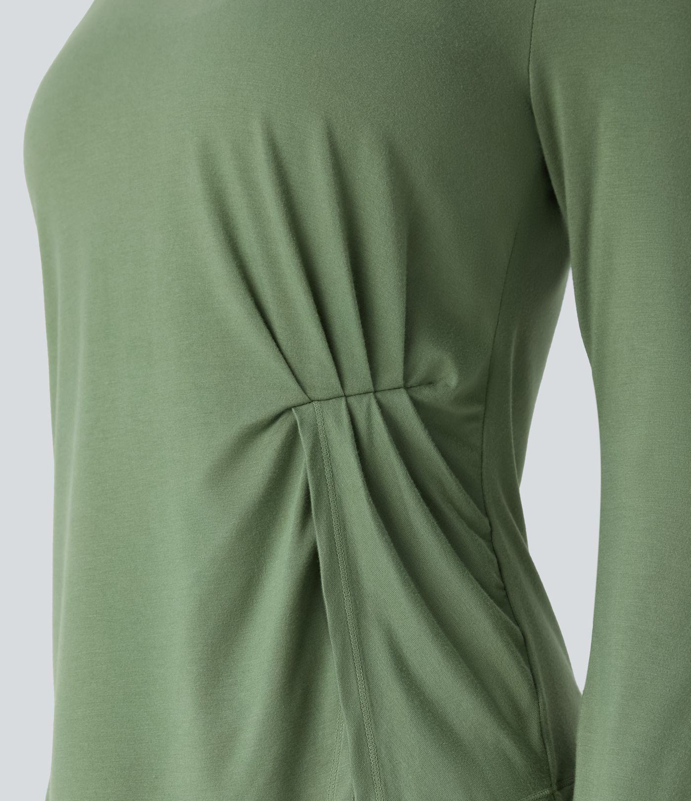 Scoop Neck Long Sleeve Ruched Split Hem Slim Yoga Sports Top