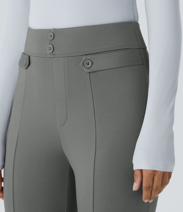 Halara Flex™ High Waisted Decorative Button Work Flare Trousers