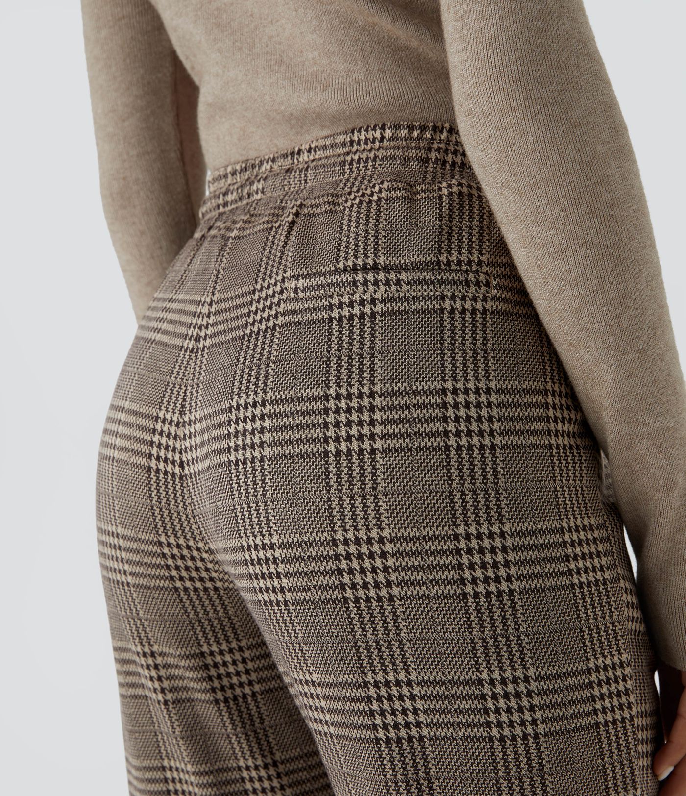 Halara Flex™ Mid Rise Drawstring Side Pocket Houndstooth Plaid Work Trousers