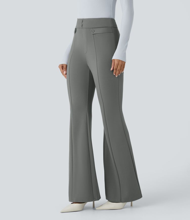 Halara Flex™ High Waisted Decorative Button Work Flare Trousers