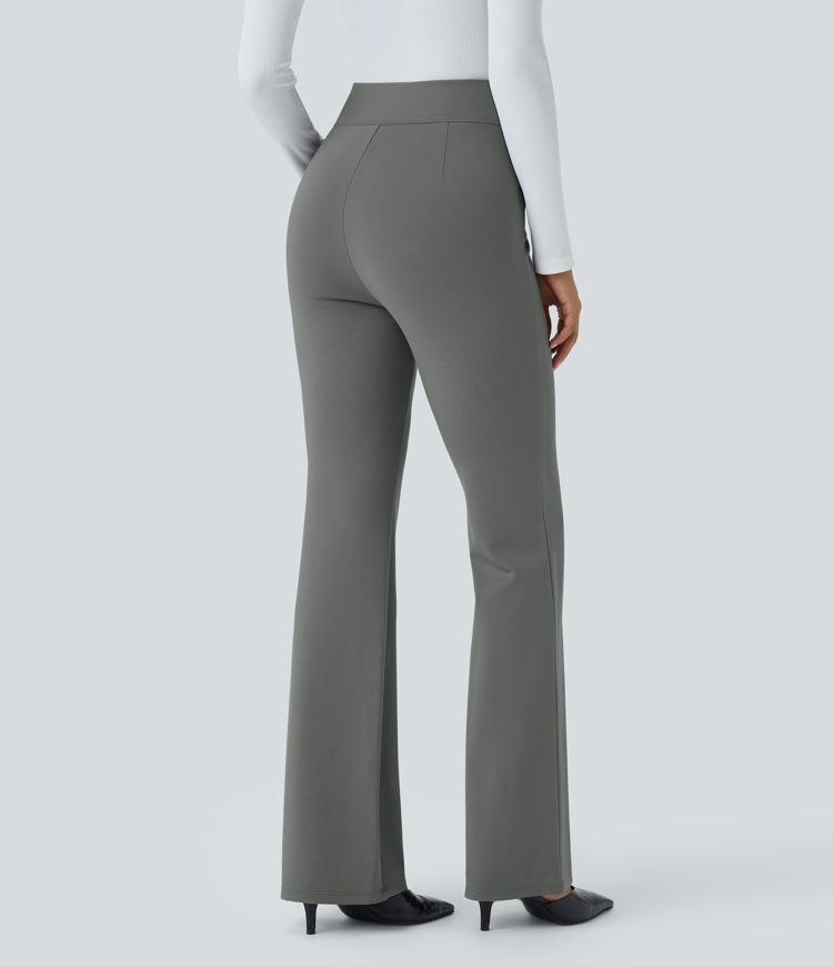 Pantalon légèrement évasé à taille haute croisée