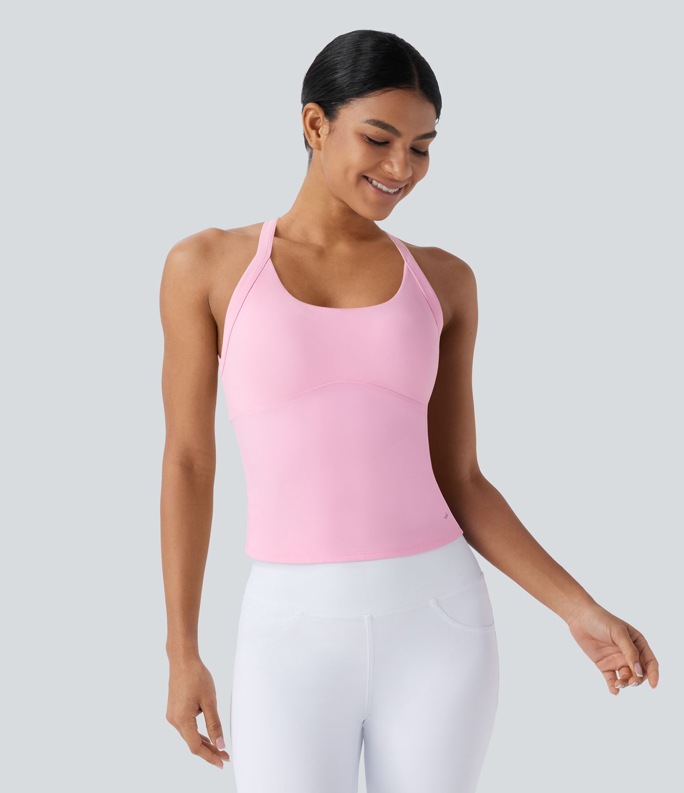 Softlyzero™ Plush backless, cut-out, twisted yoga tank top