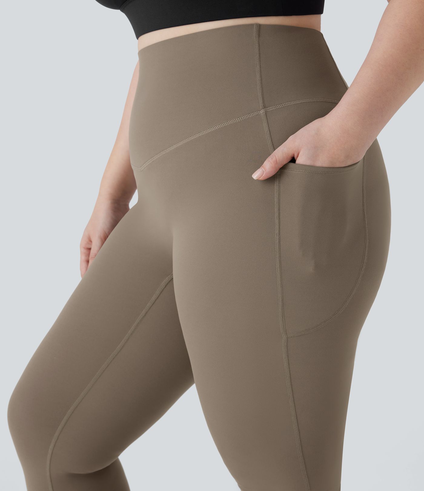 Halara UltraSculpt™ SoCinched Yüksek Bel Karın Kontrol Cepli Şekillendirici Yoga Bootcut Plus Size Tayt