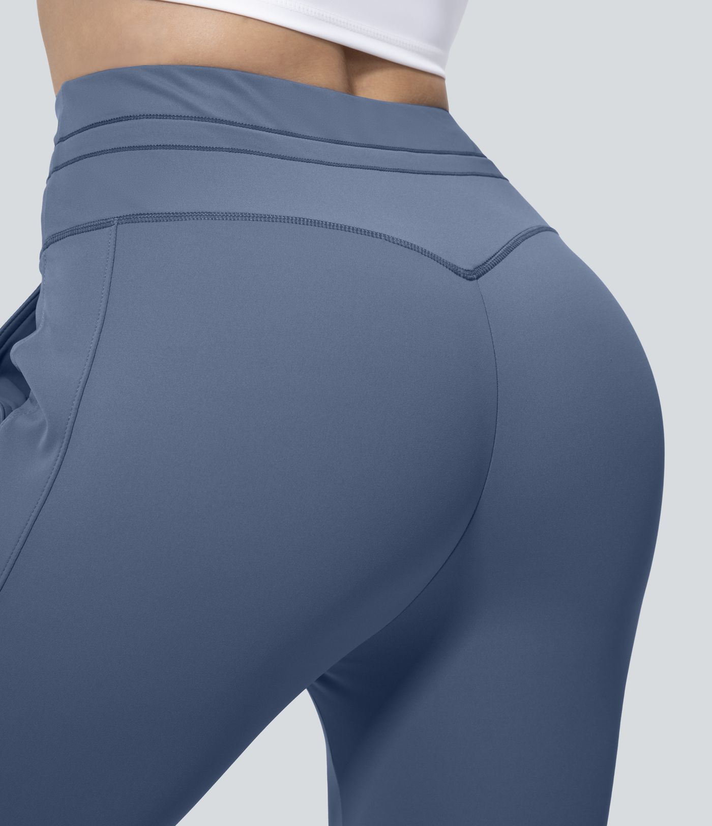 Pantalón yoga capri liso bolsillo lateral cordón tiro alto Softlyzero™ Plush