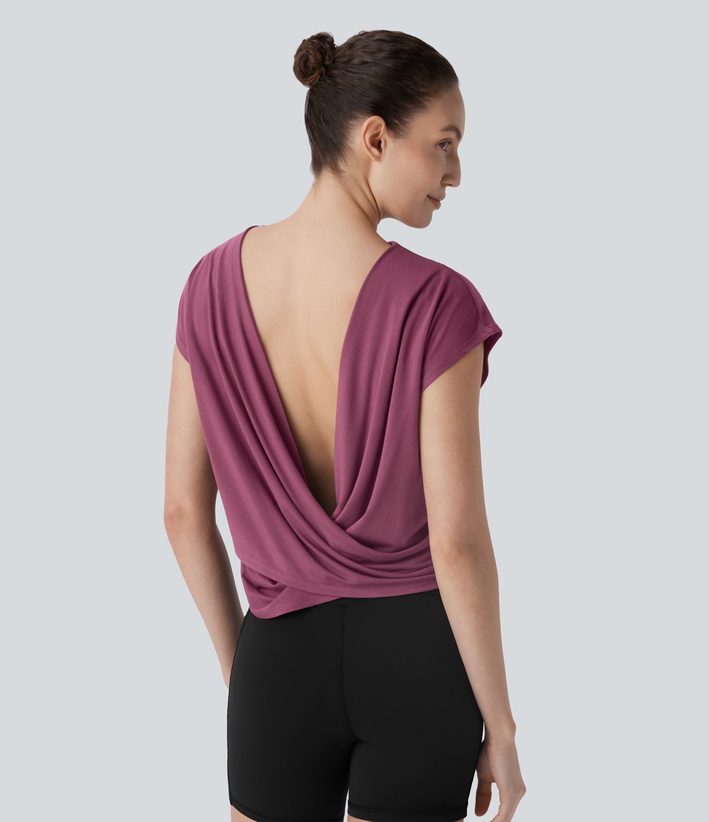 Batwing Sleeve Yoga Sports Top-Front and Back Wearable
