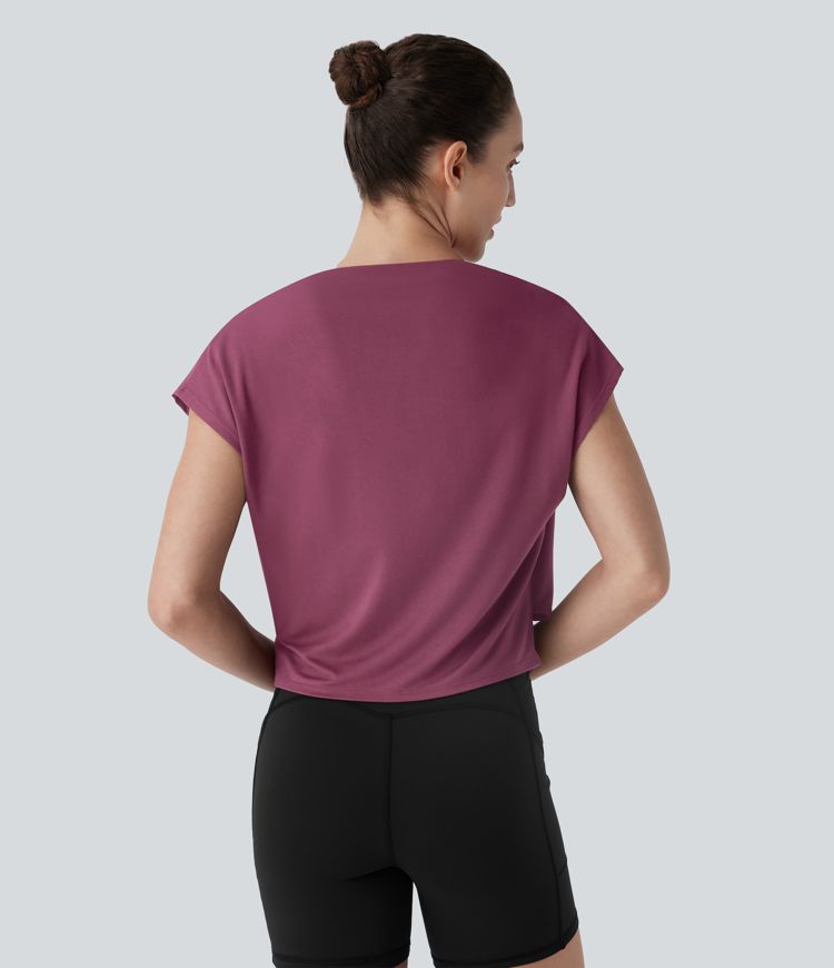 Batwing Sleeve Yoga Sports Top-Front and Back Wearable