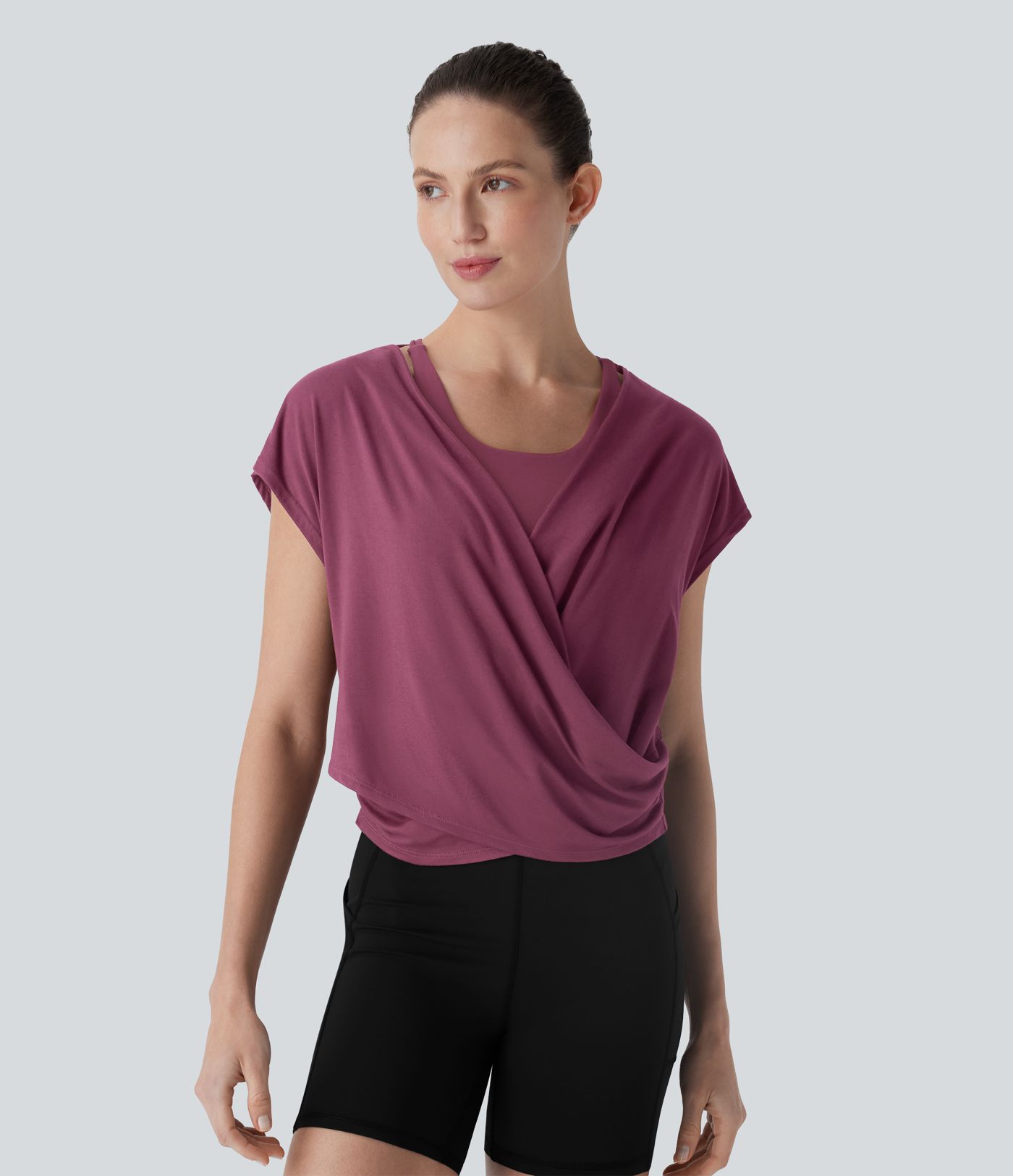 Batwing Sleeve Yoga Sports Top-Front and Back Wearable