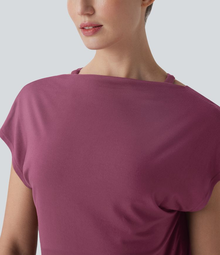 Batwing Sleeve Yoga Sports Top-Front and Back Wearable