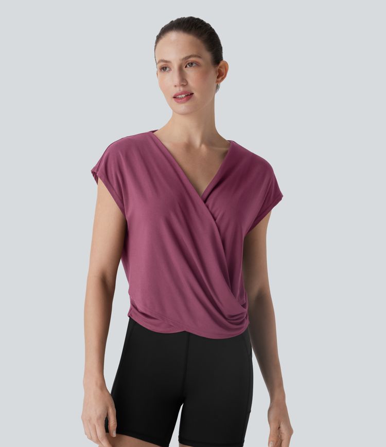 Batwing Sleeve Yoga Sports Top-Front and Back Wearable