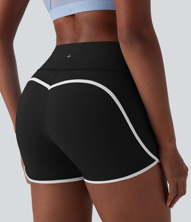 Short cycliste 7,5 cm de yoga gainant taille mi-haute à blocs de couleurs et toucher frais - UPF50+ SoftlyZero™