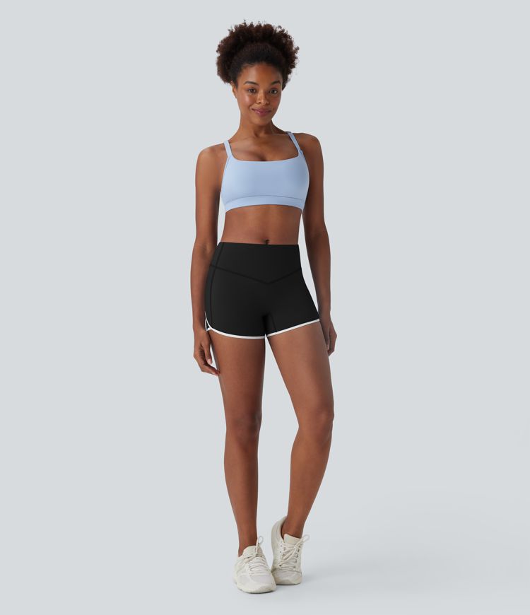 Short cycliste 7,5 cm de yoga gainant taille mi-haute à blocs de couleurs et toucher frais - UPF50+ SoftlyZero™