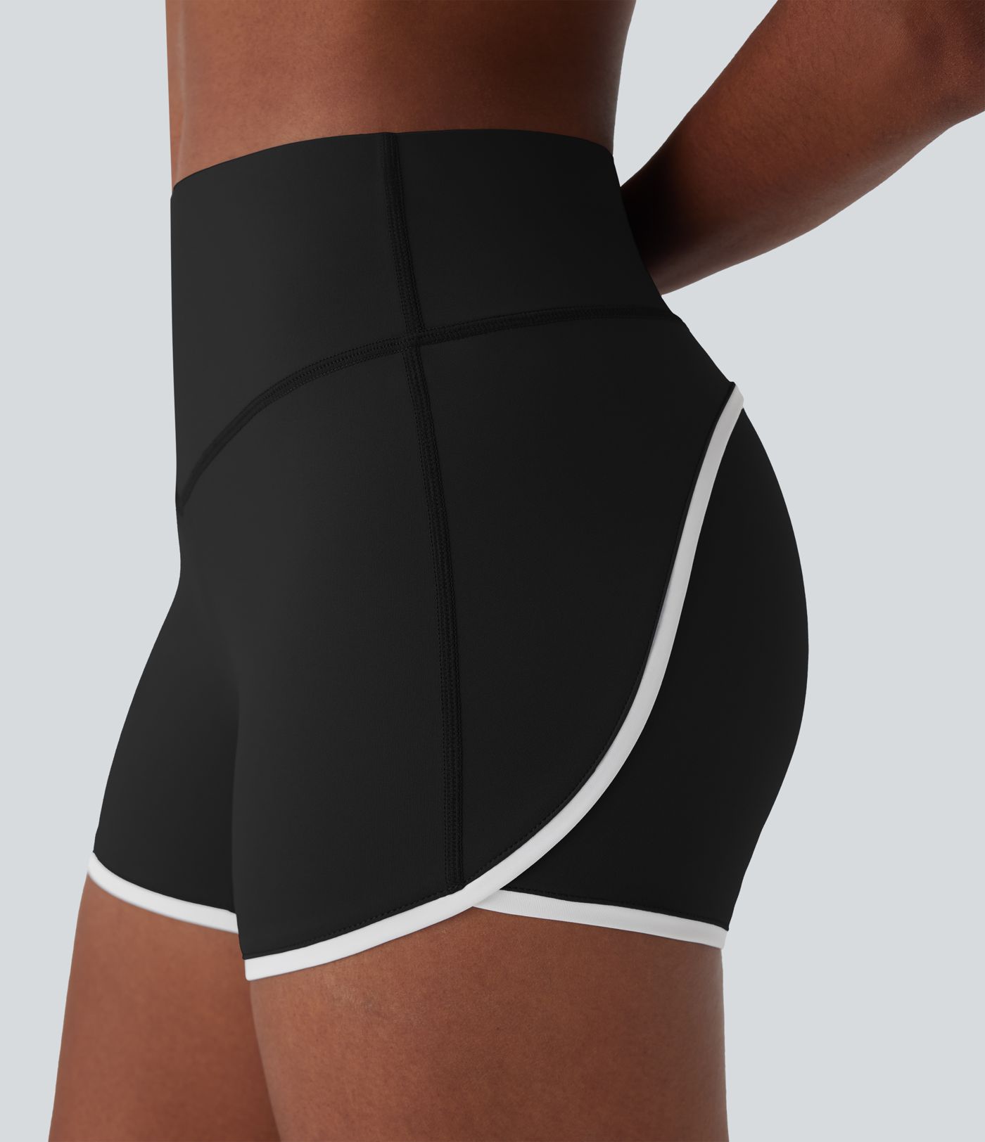Short cycliste 7,5 cm de yoga gainant taille mi-haute à blocs de couleurs et toucher frais - UPF50+ SoftlyZero™