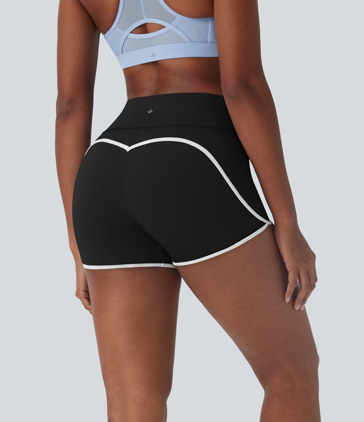 Short cycliste 7,5 cm de yoga gainant taille mi-haute à blocs de couleurs et toucher frais - UPF50+ SoftlyZero™