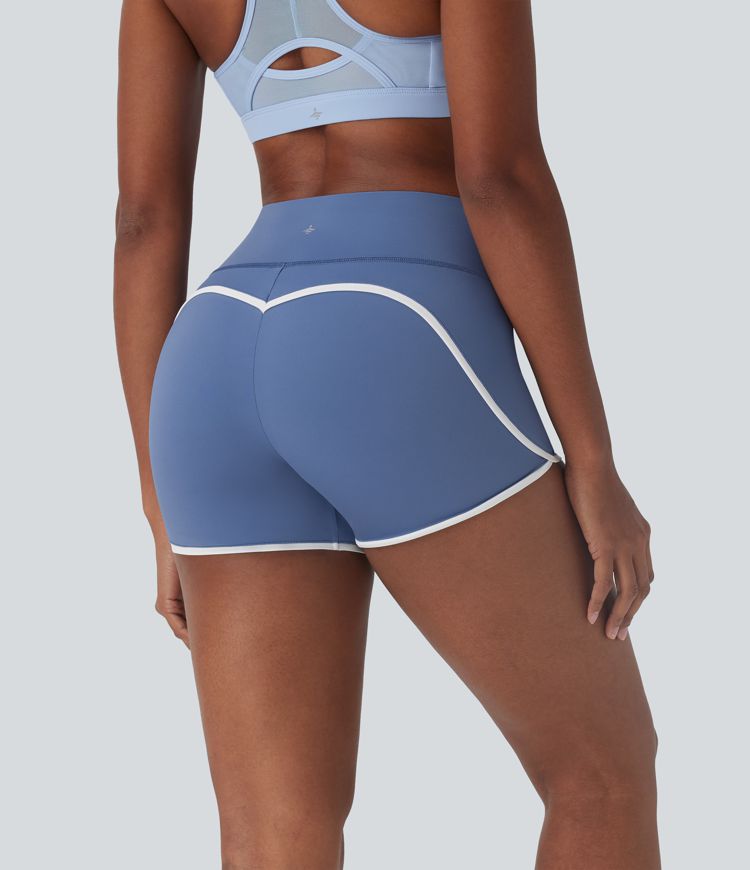 SoftlyZero™ Airy Mid Rise Tummy Control Color Block Cool Touch Yoga Biker Shorts 3''-UPF50+