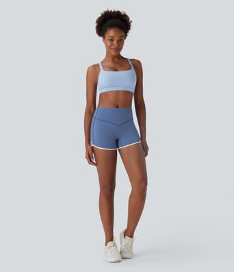 SoftlyZero™ Airy Mid Rise Tummy Control Color Block Cool Touch Yoga Biker Shorts 3''-UPF50+