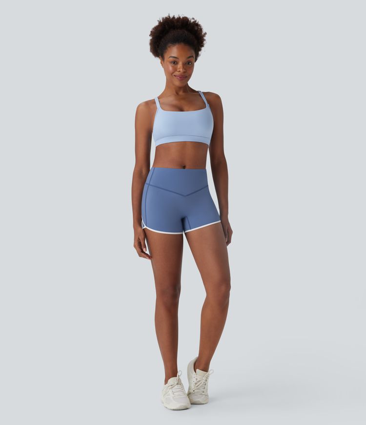 SoftlyZero™ Airy Mid Rise Tummy Control Color Block Cool Touch Yoga Biker Shorts 3''-UPF50+
