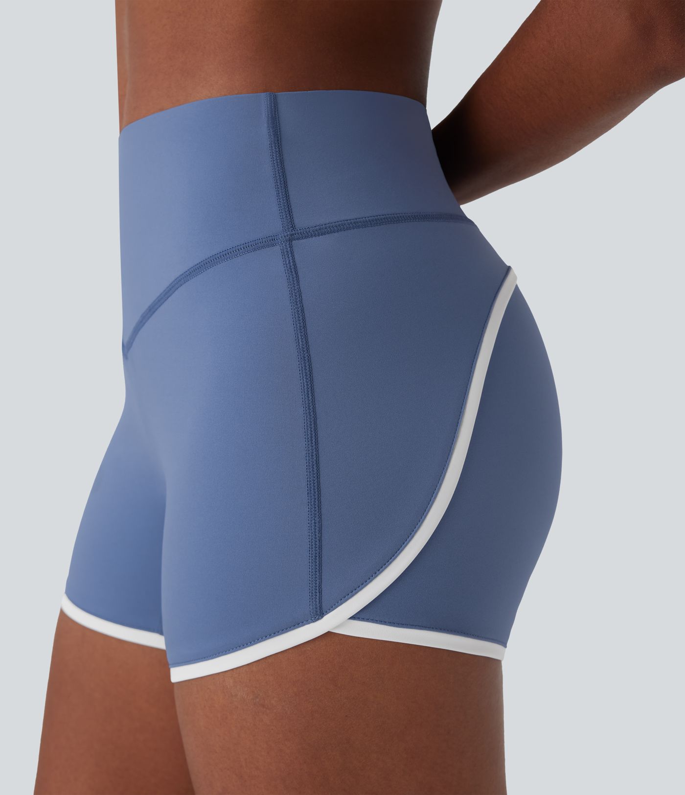 SoftlyZero™ Airy Mid Rise Tummy Control Color Block Cool Touch Yoga Biker Shorts 3''-UPF50+
