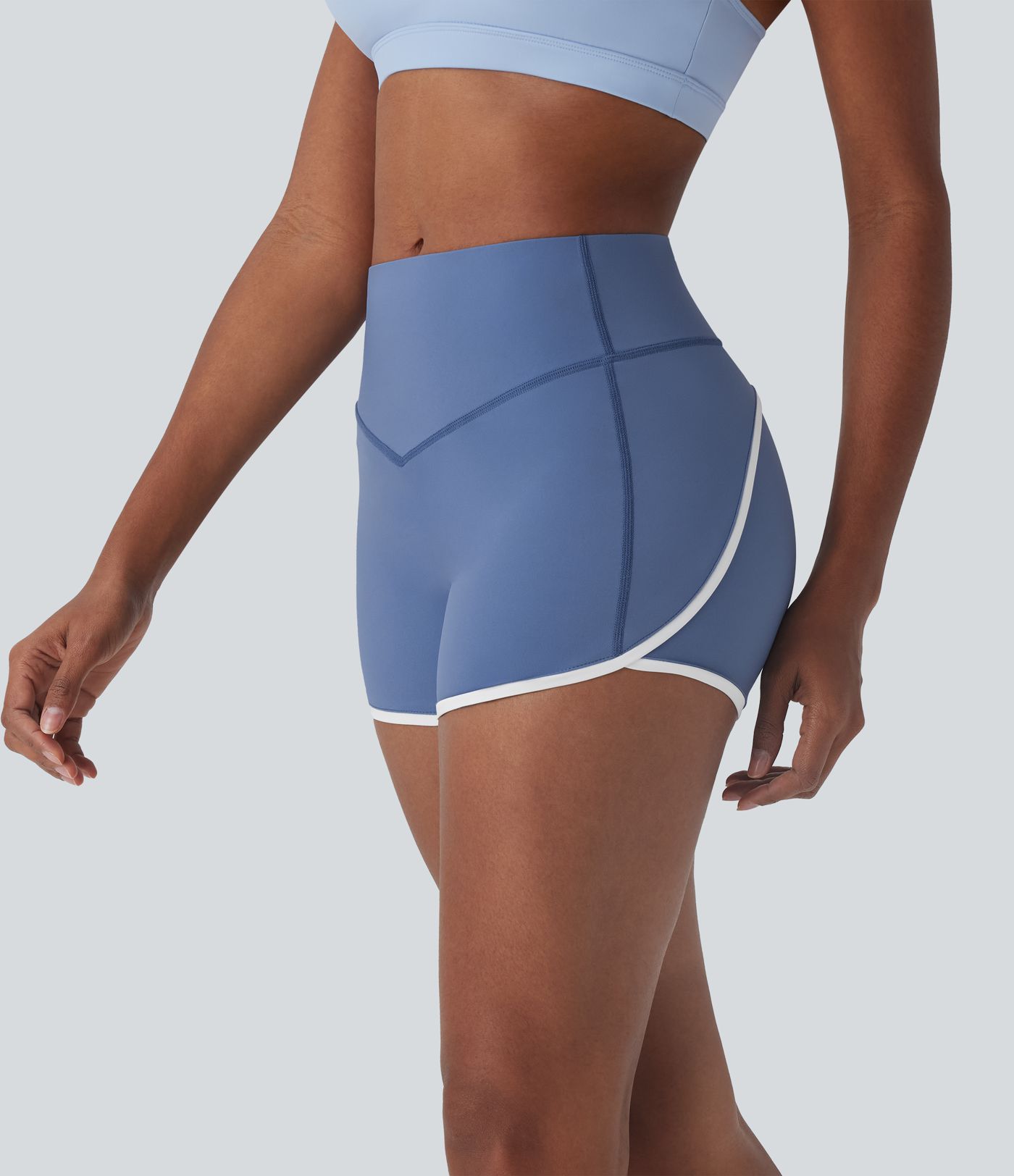 SoftlyZero™ Airy Mid Rise Tummy Control Color Block Cool Touch Yoga Biker Shorts 3''-UPF50+
