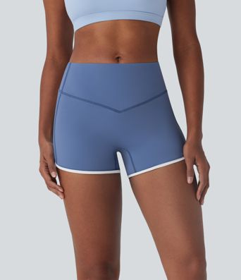 SoftlyZero™ Airy Mid Rise Tummy Control Color Block Cool Touch Yoga Biker Shorts 3''-UPF50+