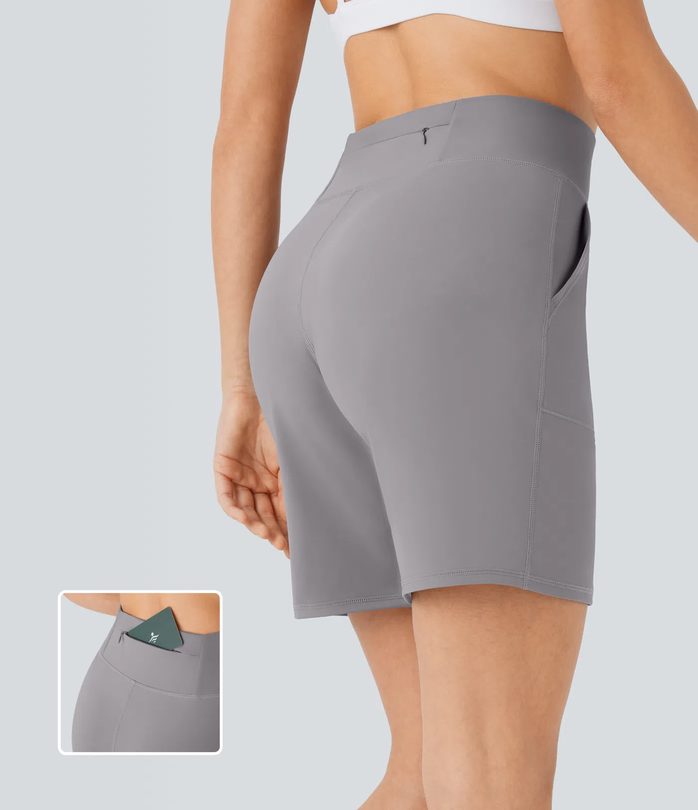 SoftlyZero™ Airy High Waisted Pockets Cool Touch Yoga Shorts 7''-UPF50+
