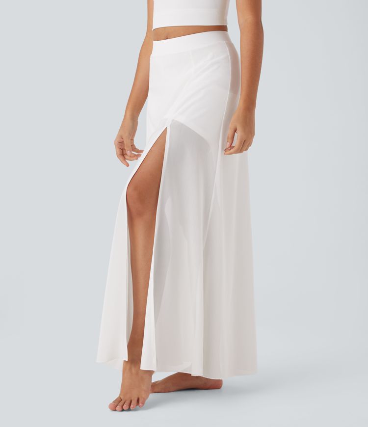 Mid Rise 2-in-1 Maxi Dance Skirt with Pocket