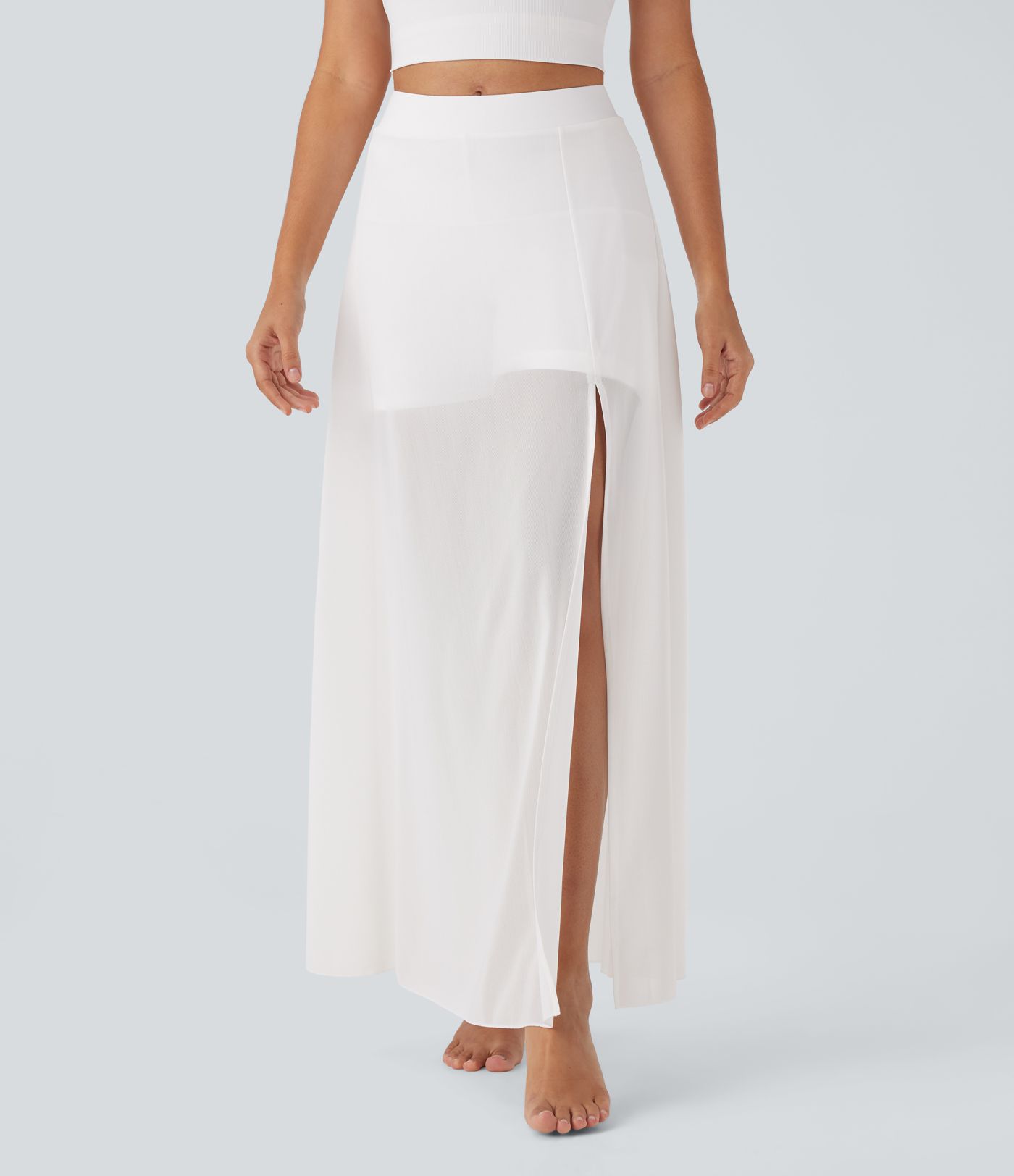 Mittelhoher 2-in-1-Maxi-Tanzrock mit Schlitz und Seitentasche