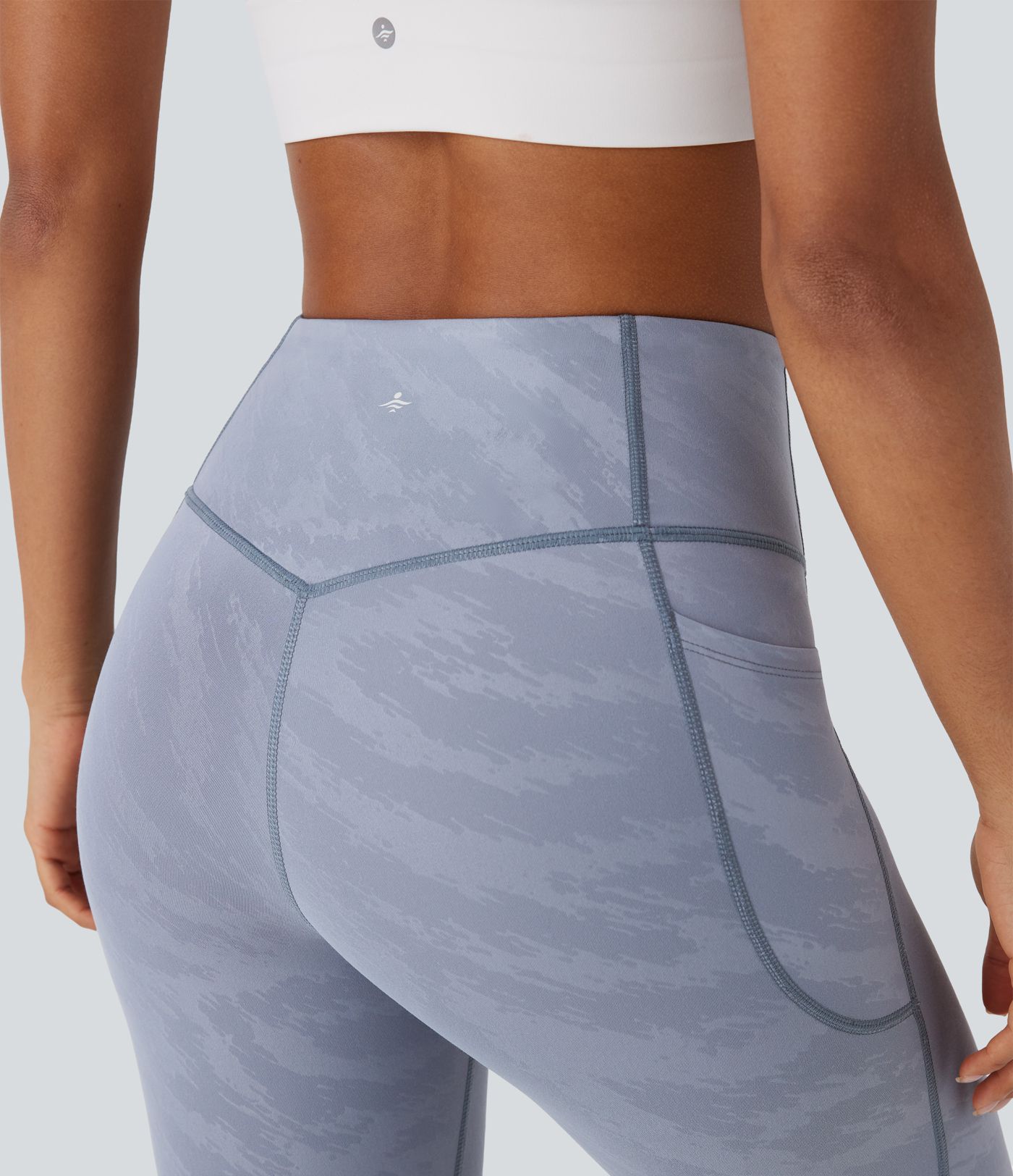 High Waisted Tummy Control Camo Yoga 7/8 Leggings with Pockets