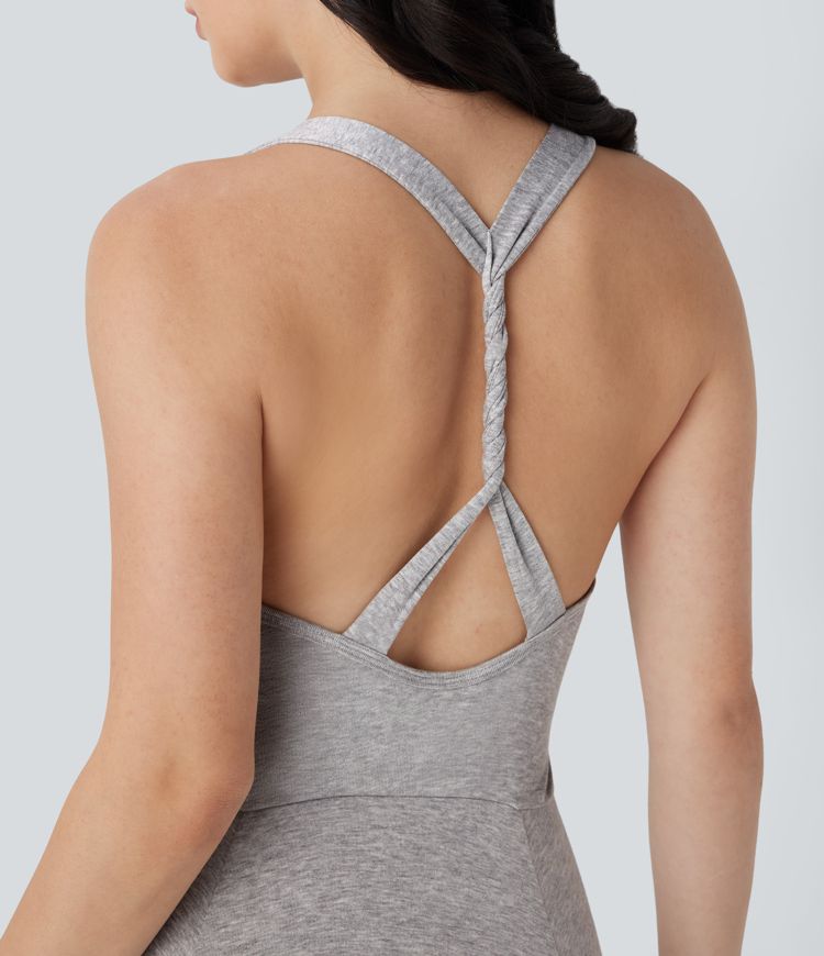 Ruched Asymmetric Hem Flowy Maxi Casual Dress