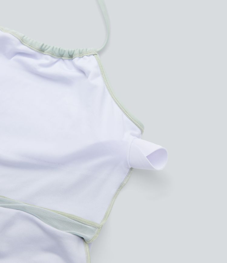 Halter Contrast Mesh 2-in-1 Mini One Piece Swimsuit