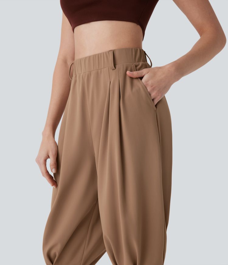 DayStretch High Waisted Tapered Casual Pedal Pusher Pants with Pockets