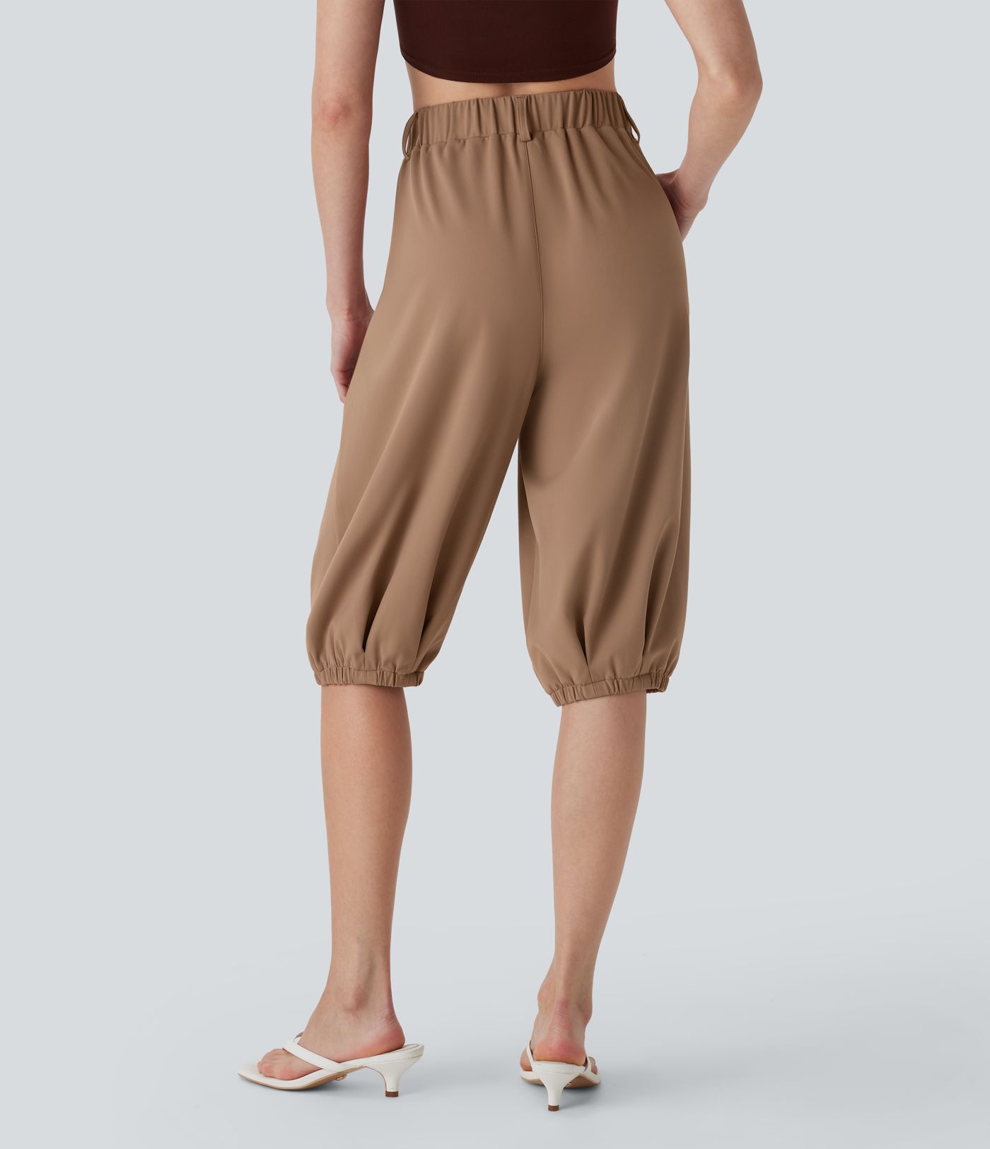DayStretch High Waisted Tapered Casual Pedal Pusher Pants with Pockets