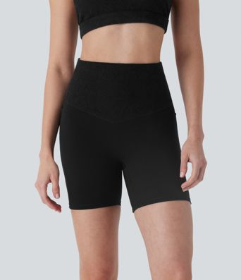 Halara UltraSculpt™ High Waisted Tummy Control Contrast Lace Training Biker Shorts 5'' with Pockets