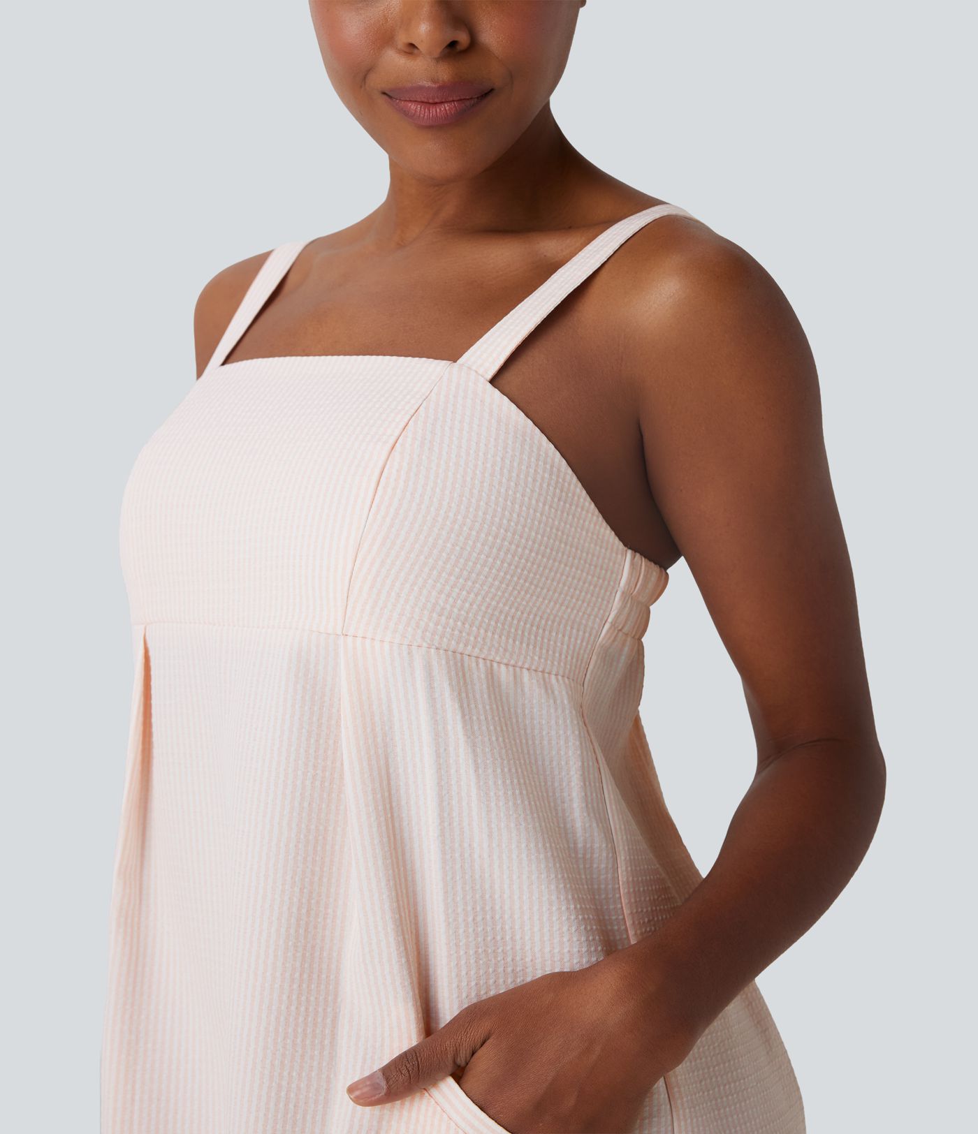 Striped Micro Mini Dress with Pockets