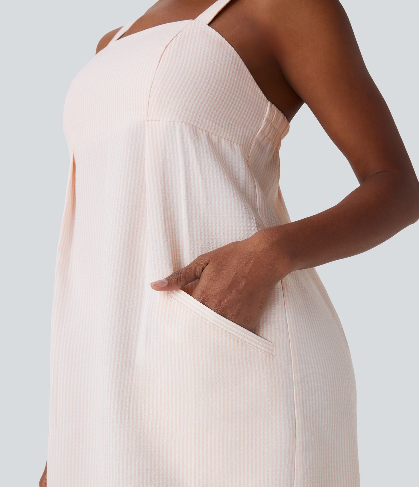 Striped Micro Mini Dress with Pockets