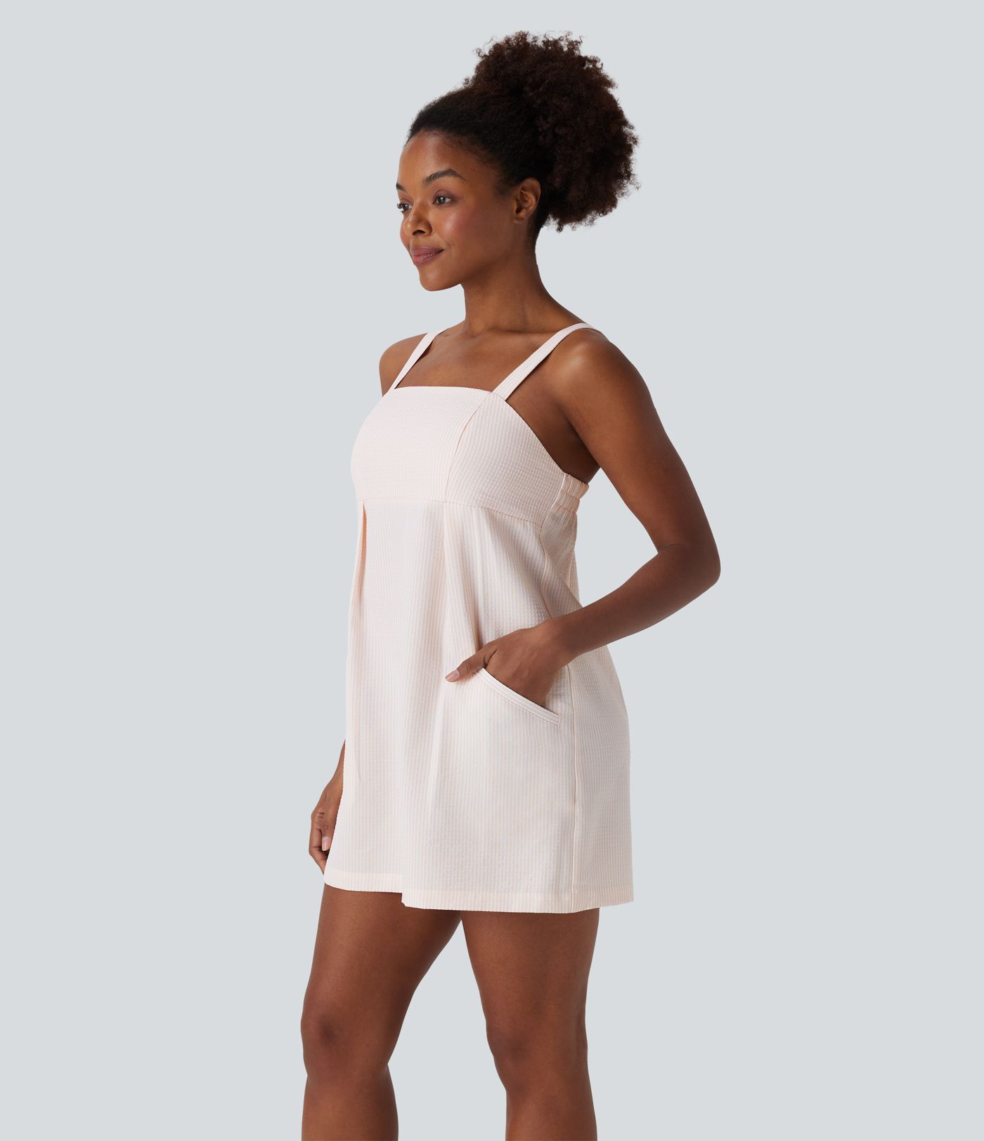 Striped Micro Mini Dress with Pockets