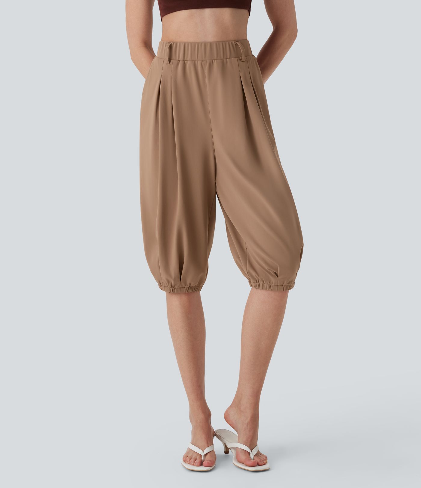 DayStretch High Waisted Tapered Casual Pedal Pusher Pants with Pockets