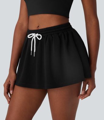 Mini-jupe décontractée 2 en 1 en A, bas de queue, à cordon