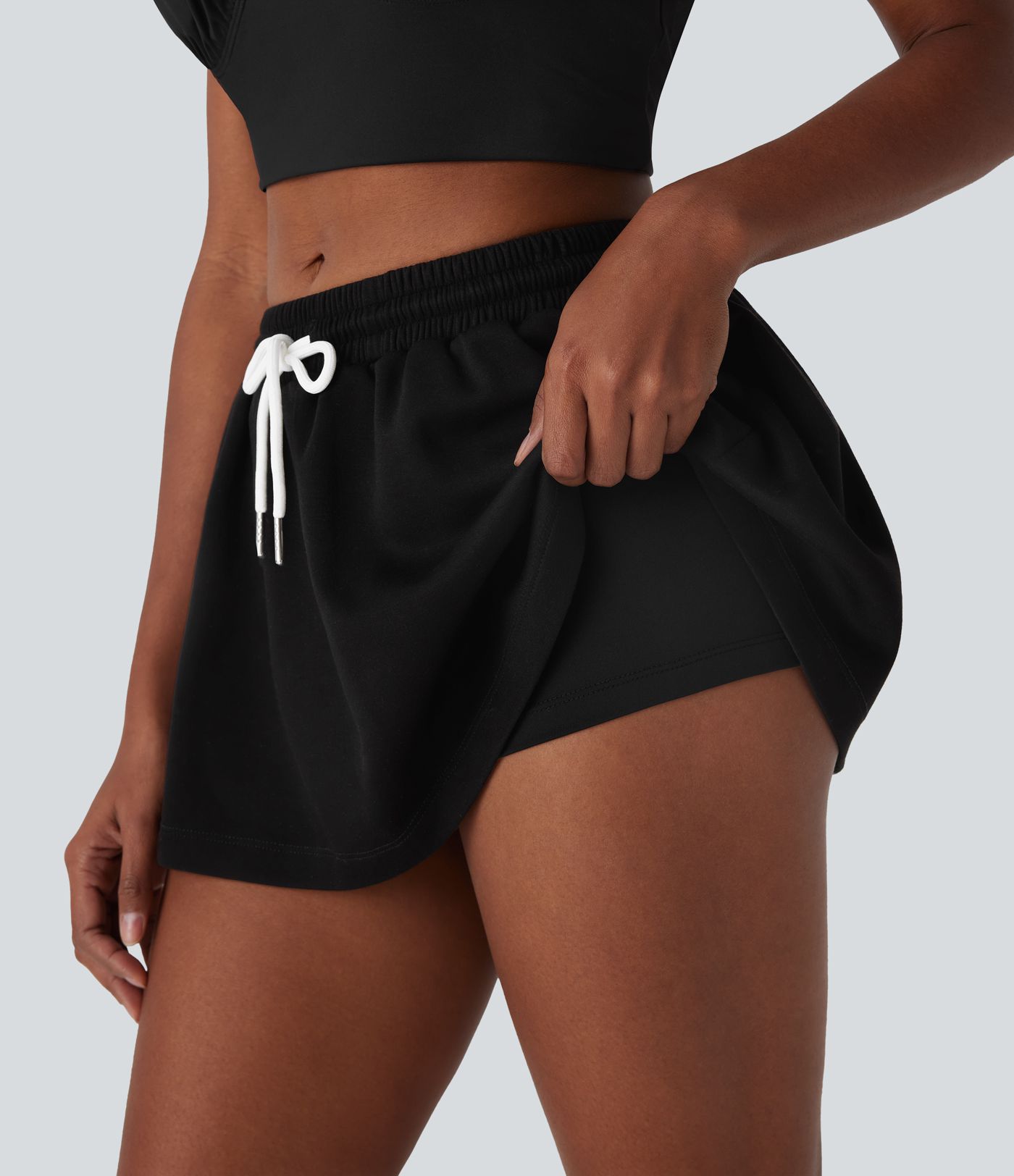 Mini-jupe décontractée 2 en 1 en A, bas de queue, à cordon