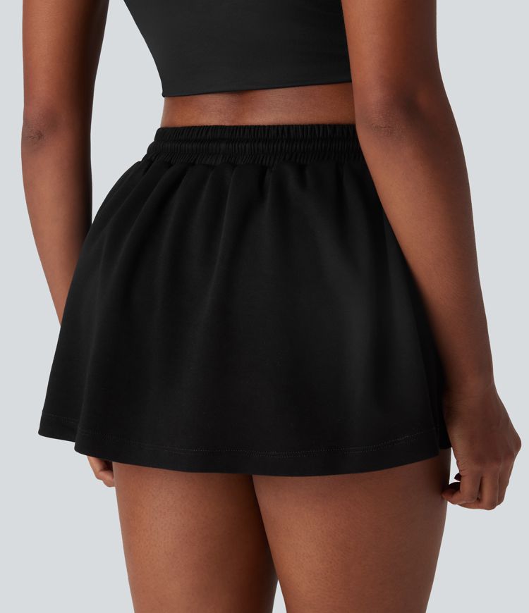 Mini-jupe décontractée 2 en 1 en A, bas de queue, à cordon