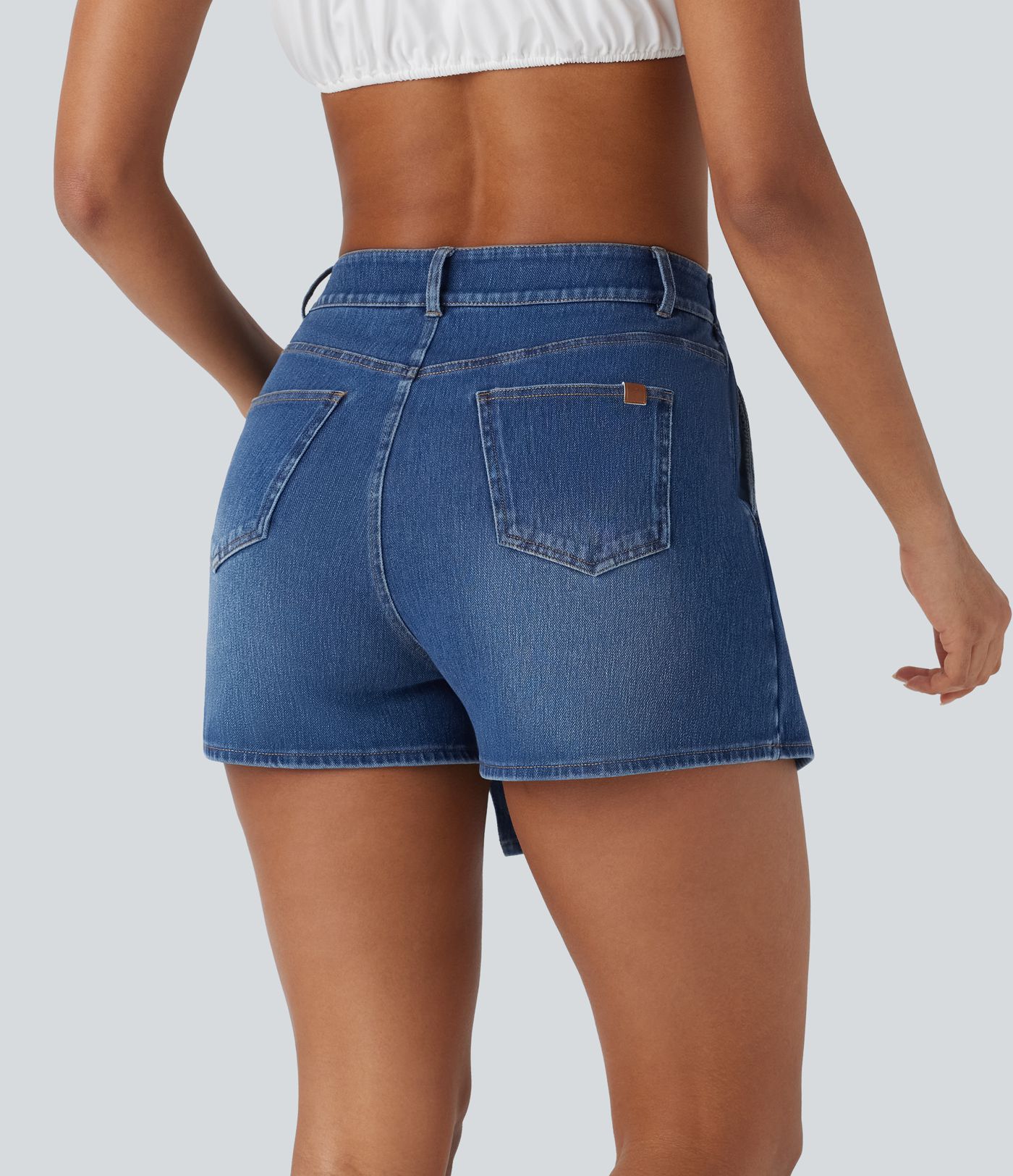 Halara Flex™ High Waisted Pockets Wrapped Washed Denim Casual Skort